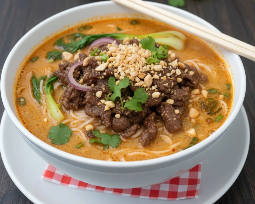 Delicious Satay Beef Noodle Soup at Asia Submarine Calgary SE