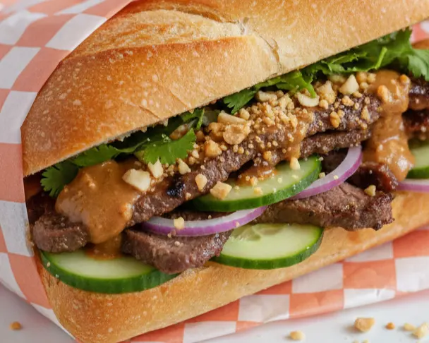 Delicious Satay Beef Sub at Asia Submarine in Calgary SE - Vietnamese bánh mì